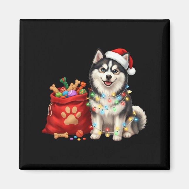 Imán Happy Msky Christmas Lights Dog Mom Msky  (Frente)