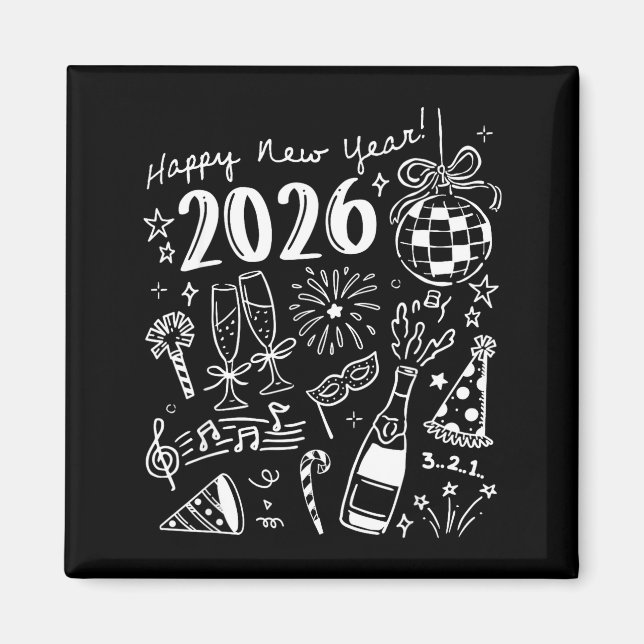 Imán Happy New Year 2026 Bow Funny  (Frente)