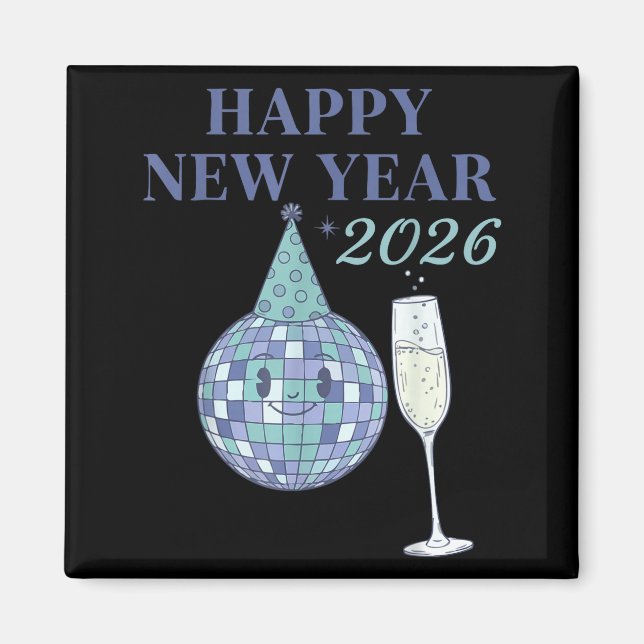 Imán Happy New Year 2026 Disco Ball Celebration  (Frente)