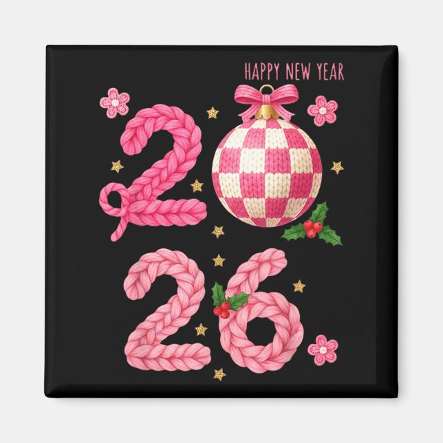 Imán Happy New Year 2026 Family Matching Crochet Men Wo (Frente)