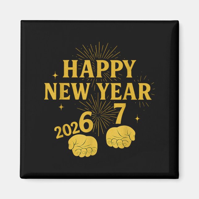 Imán Happy New Year 67 Meme – Funny 2026 Celebration Pa (Frente)