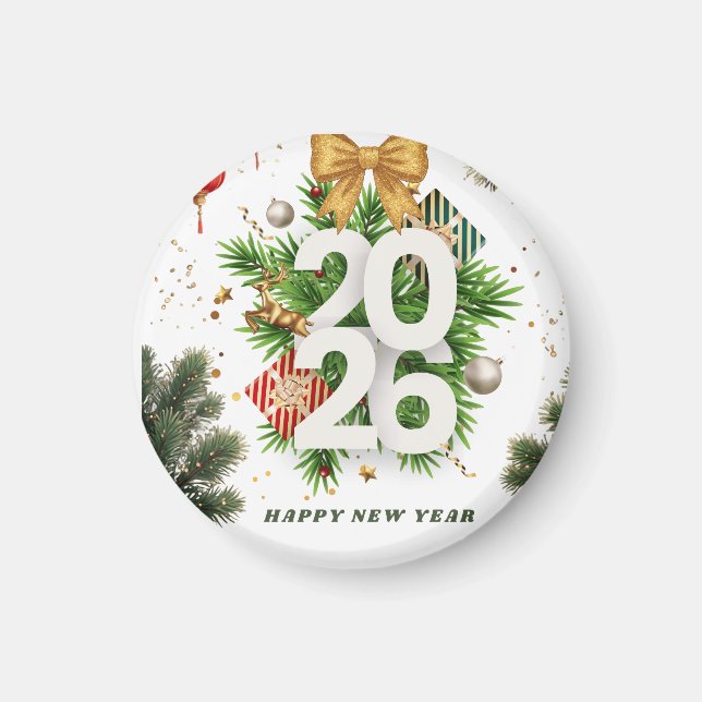 Imán Happy New Year – Festive Christmas Toys, Ornaments (Frente)