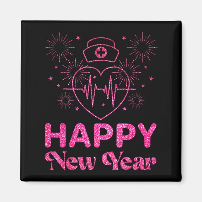 Imán Happy New Year Nurse Crew Heartbeat New Years Eve  (Frente)