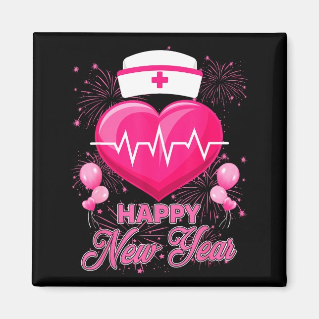 Imán Happy New Year Nurses Heartbeat New Years Eve Part (Frente)