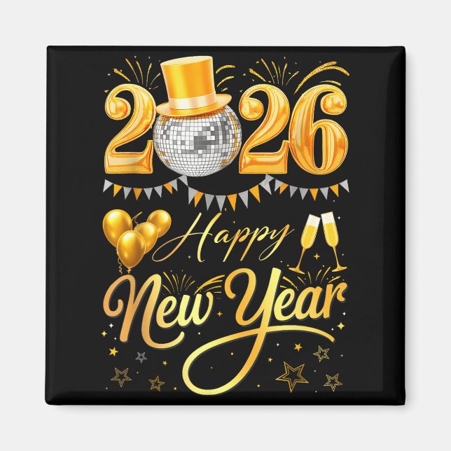 Imán Happy New Year Party 2026 Funny Balloon Family Mat (Frente)