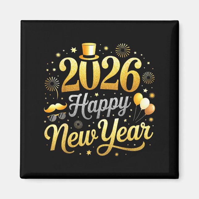 Imán Happy New Year Party 2026 Funny Balloon Family Mat (Frente)