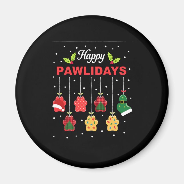 Imán Happy Pawlidays Funny Christmas Dog Paw Xmas Dogs  (Frente)