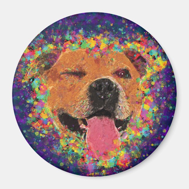 Imán Happy Pit Bull Pop Art (Frente)