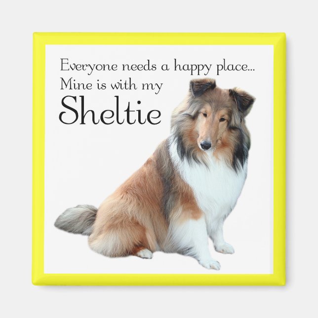 Imán Happy Place Sheltie Magnet (Frente)