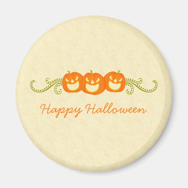 Imán Happy Pumpkin Swirls Halloween Magnet (Frente)