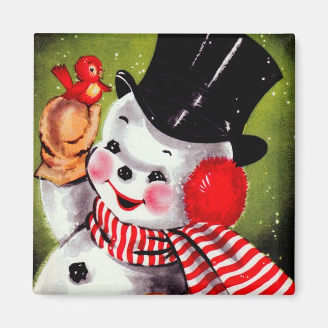 Imán Happy Snowman Vintage (Frente)