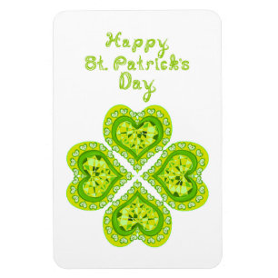 Imán Happy St Patricks Day Fabric font 4 Heart Diamonds