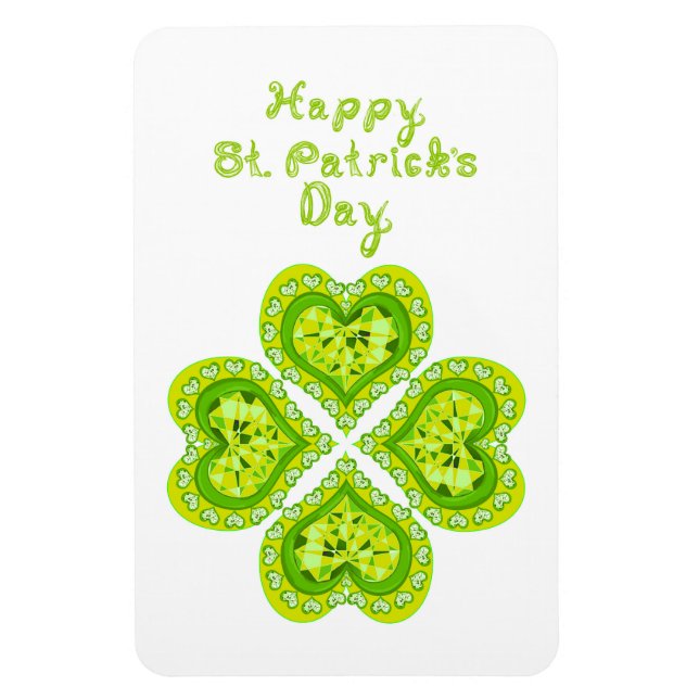Imán Happy St Patricks Day Fabric font 4 Heart Diamonds (Vertical)