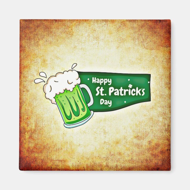 Imán Happy St. Patrick's Day Green Beer Magnet (Frente)