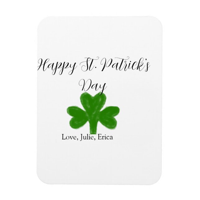 Imán Happy St. Patrick's day green shamrock name  (Vertical)