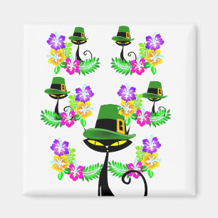 Imán Happy St. Patrick's Day Magnets Cat Floral