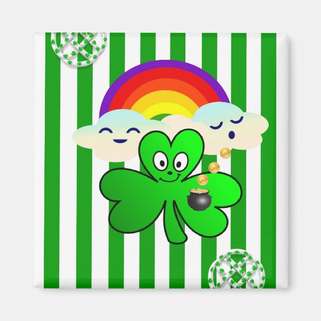 Imán Happy St. Patrick's Day Magnets Shamrock (Frente)