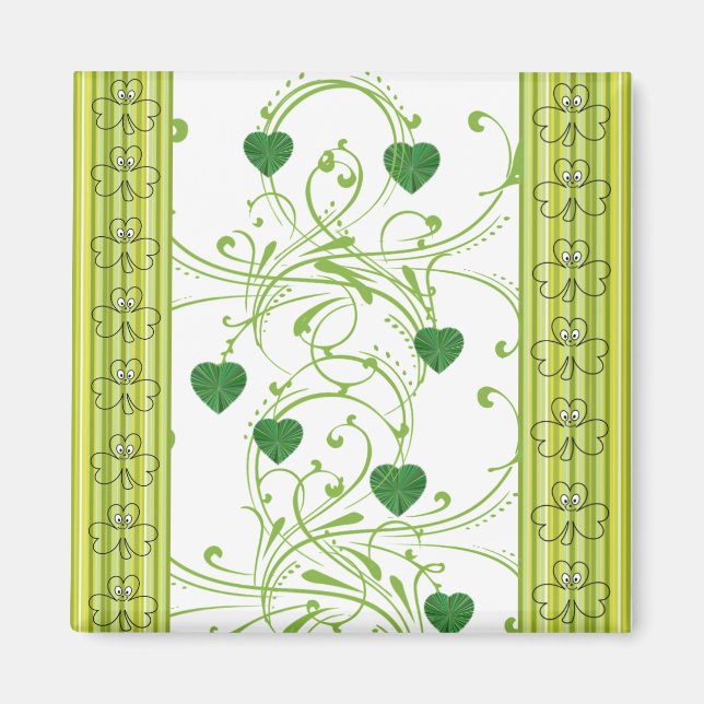 Imán Happy St. Patrick's Day Magnets Shamrock Floral (Frente)