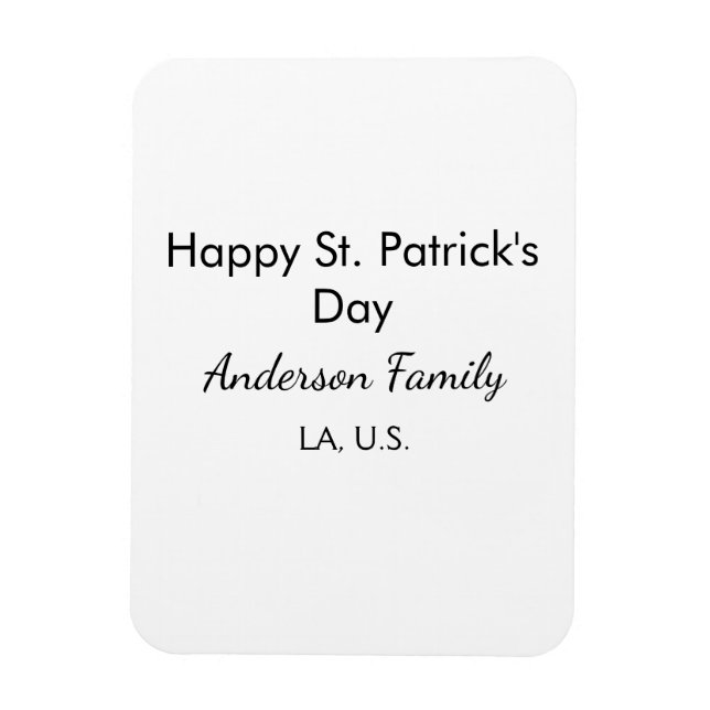 Imán Happy st. Patrick's day name family place simple g (Vertical)