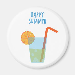 Imán Happy Summer Magnet Con Un Cóctel