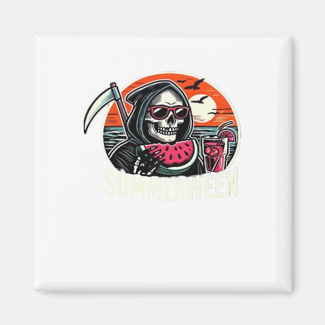 Imán Happy Summerween Grim Reaper Watermelon Summer Hal (Frente)