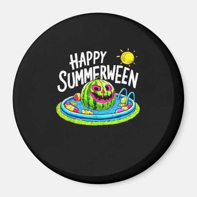Imán Happy Summerween Summer Watermelon Jack-O-Lantern (Frente)