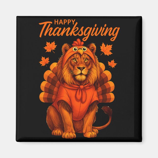 Imán Happy Thanksgiving Lion Women Boys Girls Kids Outf (Frente)
