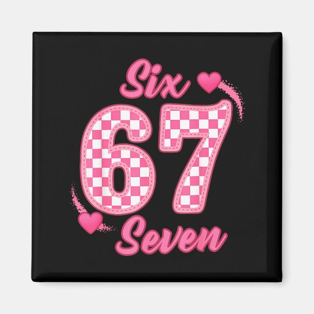 Imán Happy Valentine’s Day 67 Meme Hearts Coquette Bow  (Frente)