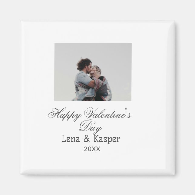 Imán Happy Valentine's day couple photo modern simple t (Frente)