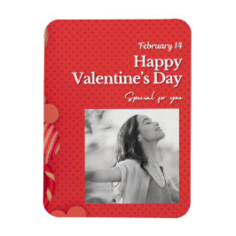 Imán Happy valentine's day Custom Photo Red Hearts