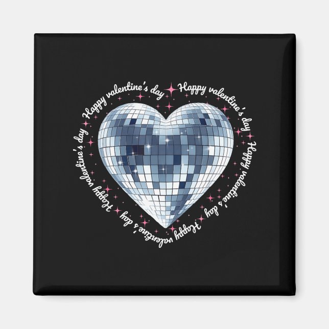 Imán Happy Valentines Day Funny Coquette Diamond Disco  (Frente)