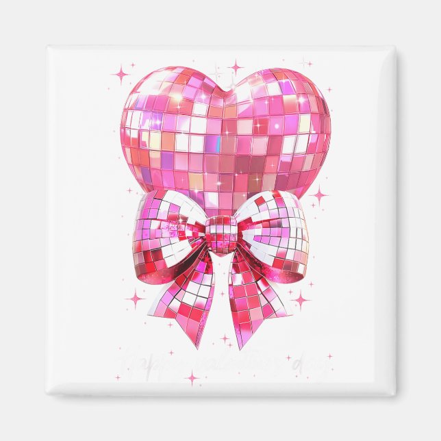 Imán Happy Valentine's Day Funny Coquette Disco Ball He (Frente)
