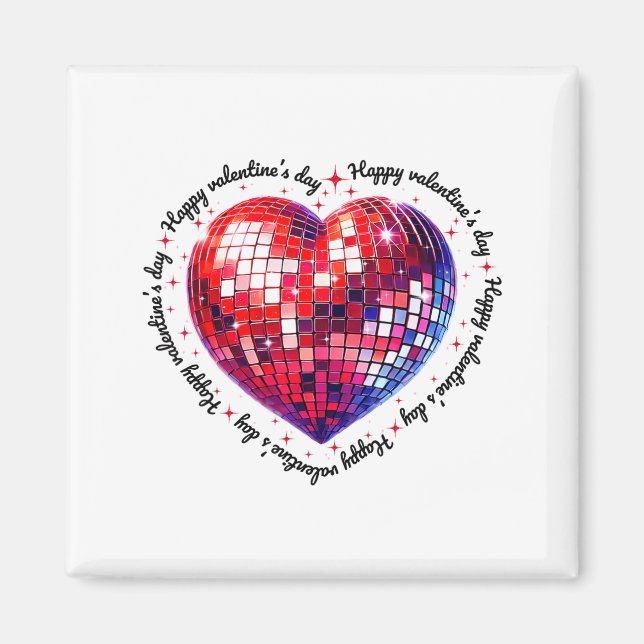 Imán Happy Valentine's Day Funny Coquette Red Disco Bal (Frente)