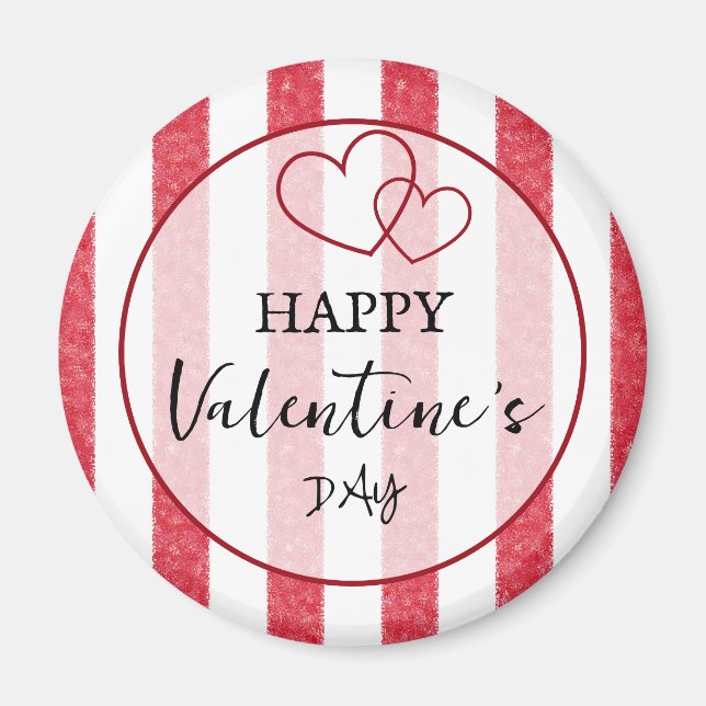 Imán Happy Valentine's Day Heart Stripes Magnet (Frente)