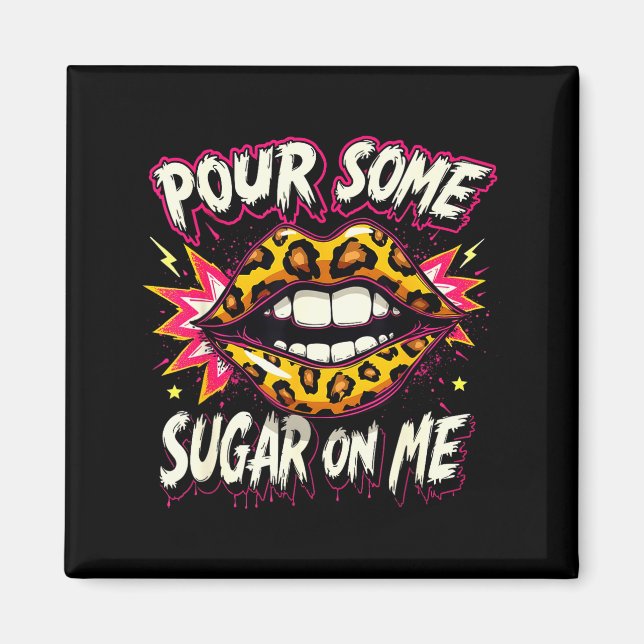 Imán Happy Valentine's Day Retro Leopard Lips Ur Some S (Frente)