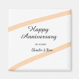 Imán Happy wedding anniversary orange pastel lines name