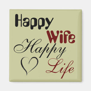 Imán Happy Wife Happy Life Magnet