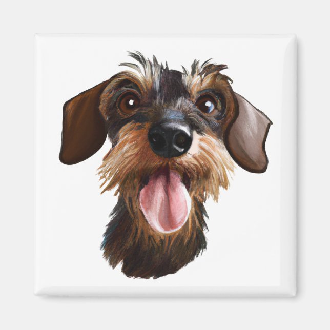 Imán Happy Wirehaded Dachshund Magnet (Frente)