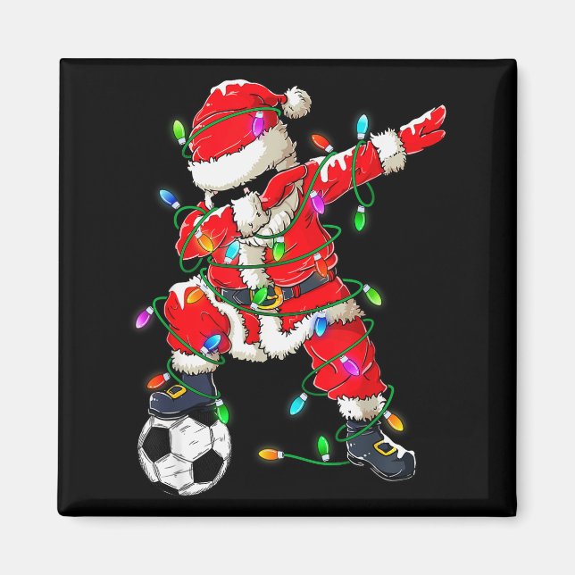 Imán Happy Xmas Dabbing Santa Soccer Christmas Pajamas  (Frente)