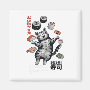 Imán Harajuku gato japonés de sushi estilo anime