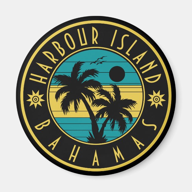 Imán Harbour Island Bahamas Retro Palm Tree Souvenirs (Frente)