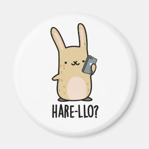 Imán Hare-llo There Funny Hare Rabbit Pun