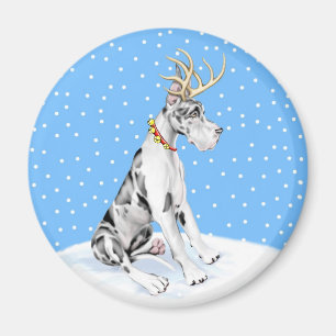 Imán Harlequin del navidad del reno de great dane