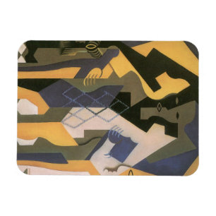 Imán Harlequin en una mesa de Juan Gris, cubismo vintag