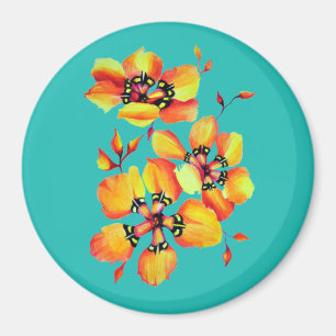 Imán Harlequin Sparaxis Flores de color de agua victori