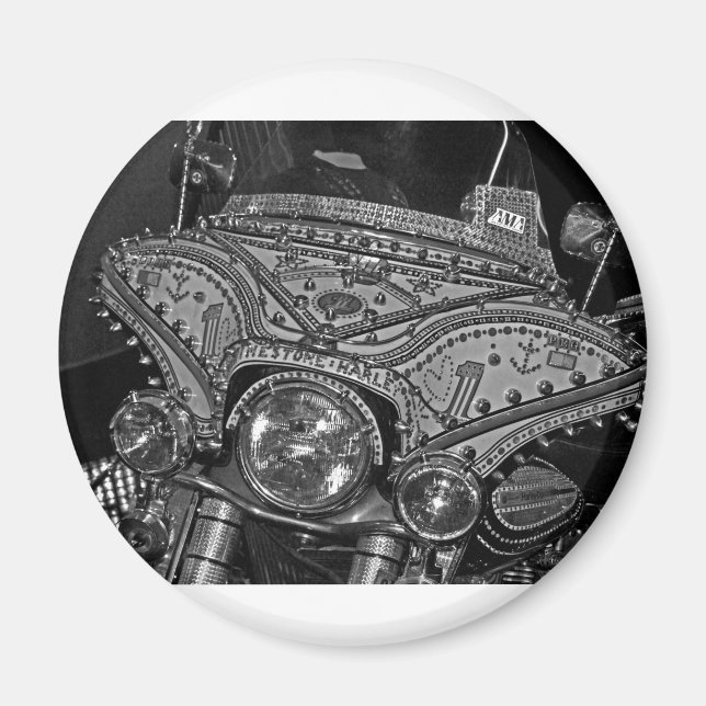 Imán Harley Diamante de imitación en bw (Frente)