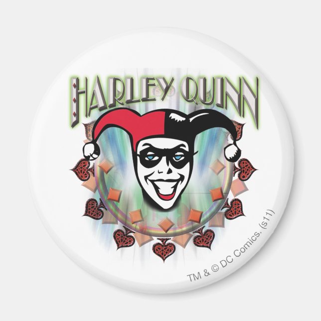 Imán Harley Quinn - Cara y logotipo (Frente)