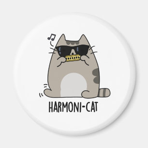 Imán Harmoni-cat Funny Harmonica Cat Pun