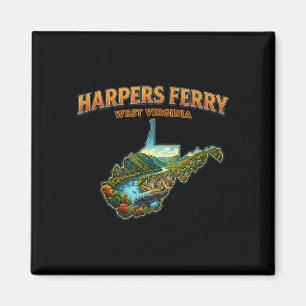 Imán Harpers ferry Virginia Occidental mapa vintage esc
