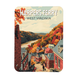 Imán Harpers Ferry West Virginia Arte de viaje Vintage